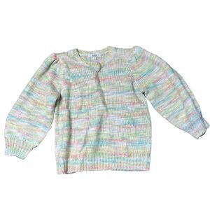 BB Dakota light multicolor rainbow knit crop sweater wool blend S NWOT